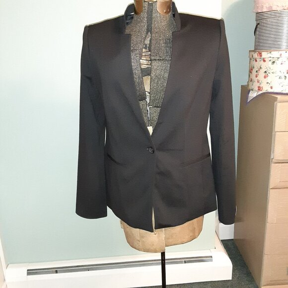 BANANA REPUBLIC ONE BUTTON BLACK FULLY LINED BLAZER JACKET SIZE 6 NWT - Picture 1 of 7